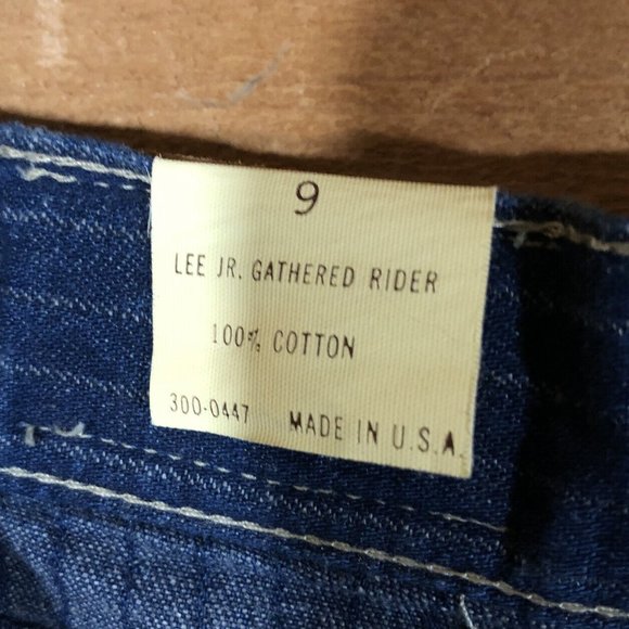 Vintage LEE Jr. Gathered Rider Striped Jeans Womens Size 9 Train Conductor - Picture 6 of 12